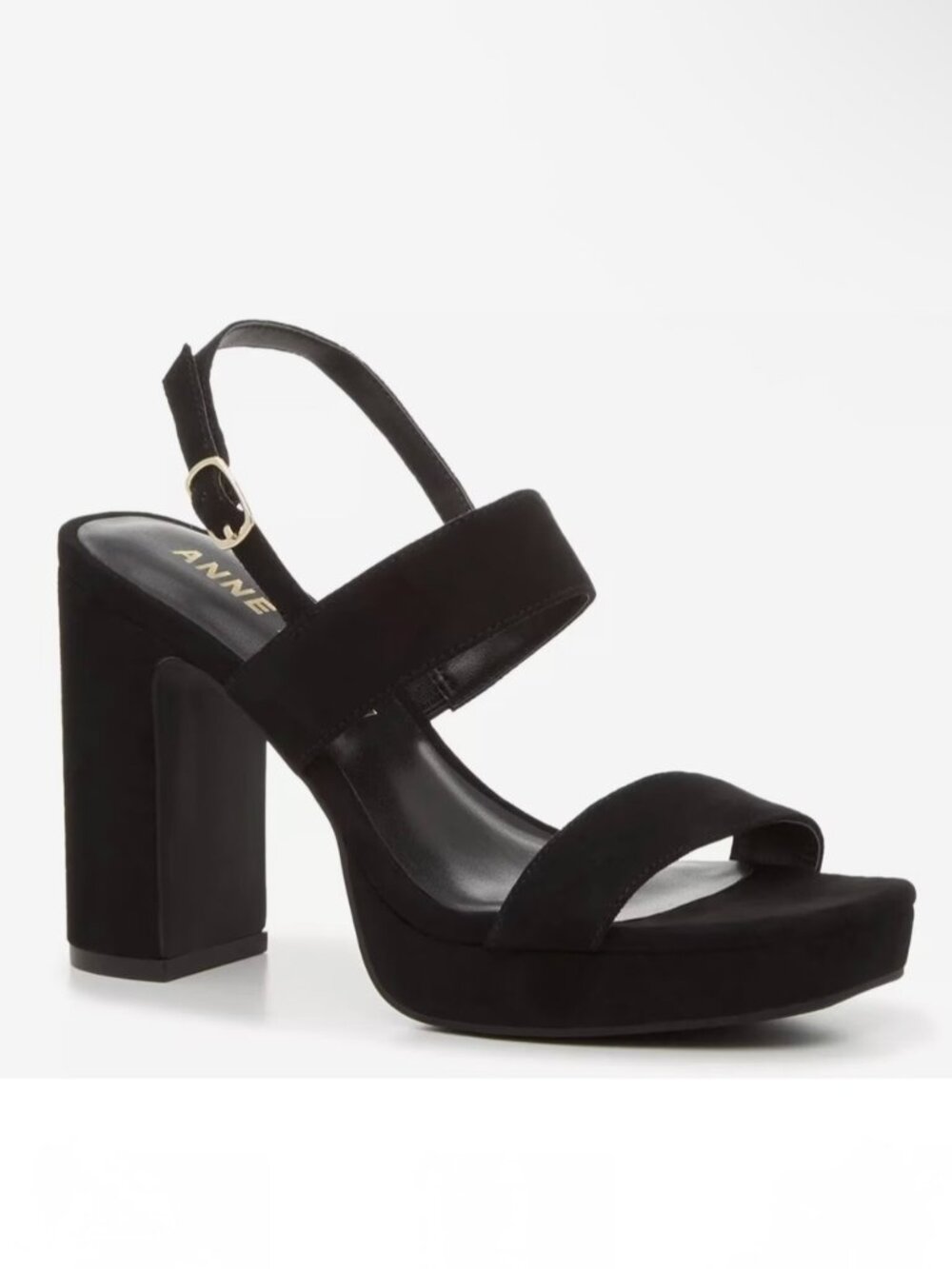 Anne Klein Zoelle Black High Heel Sandal Memory Foam Feels Like Suede